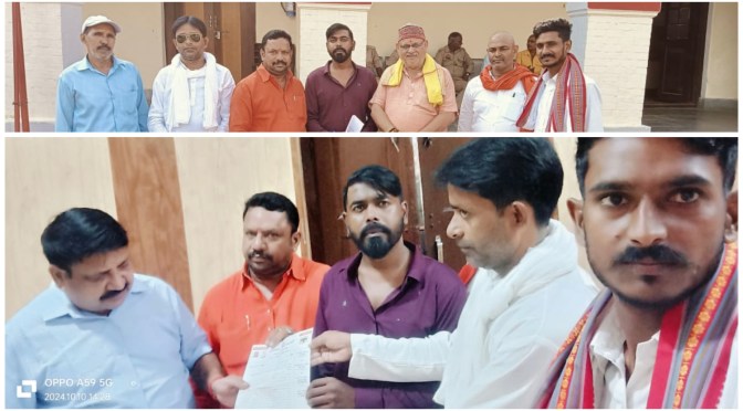 डांडिया प्रोग्राम को लेकर विश्व हिंदू परिषद बजरंग दल ने सौंपा एसडीएम को पत्रक